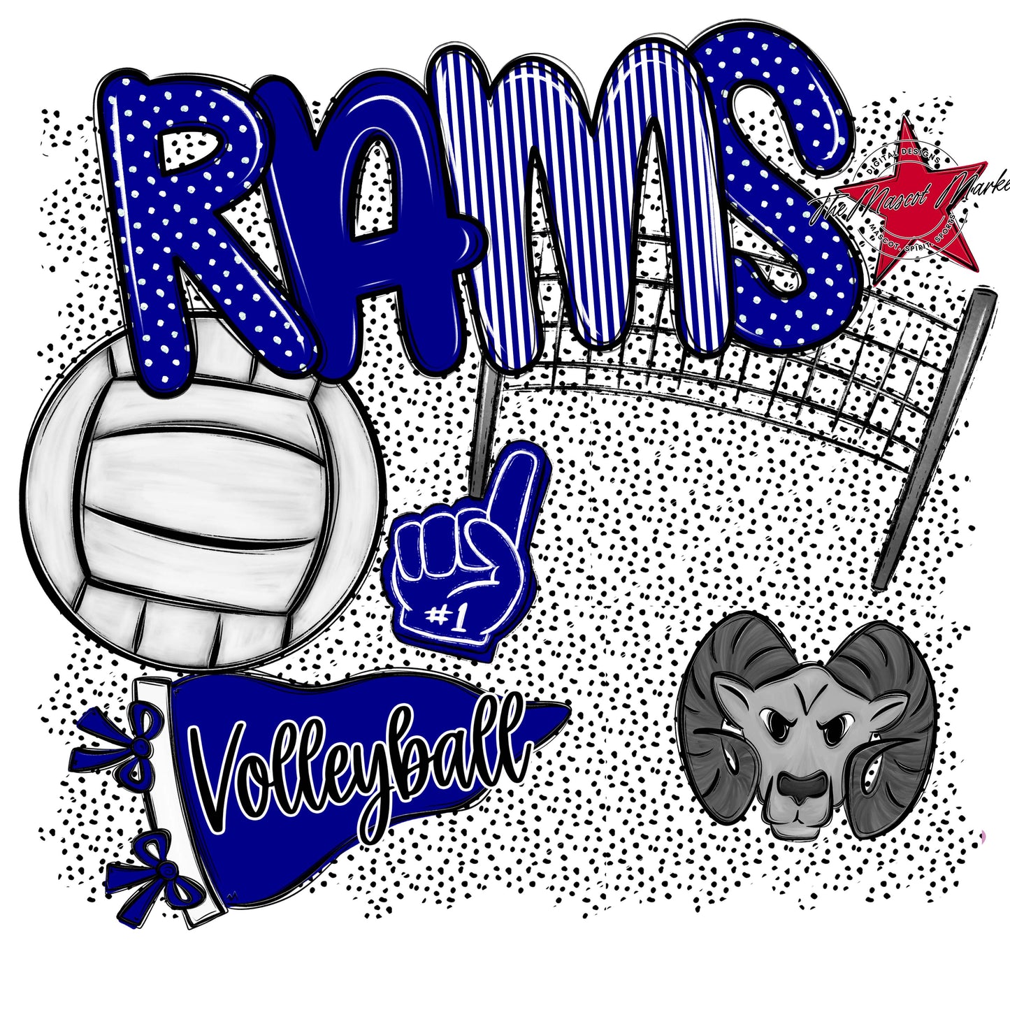 Rams Volleyball Spirit-Blue