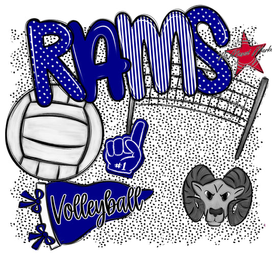 Rams Volleyball Spirit-Blue