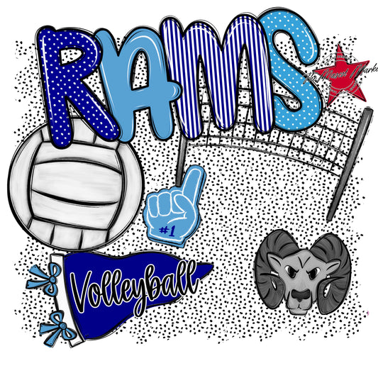 Rams Volleyball Spirit-Blue & Carolina Blue