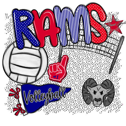 Rams Volleyball Spirit-Blue & Red