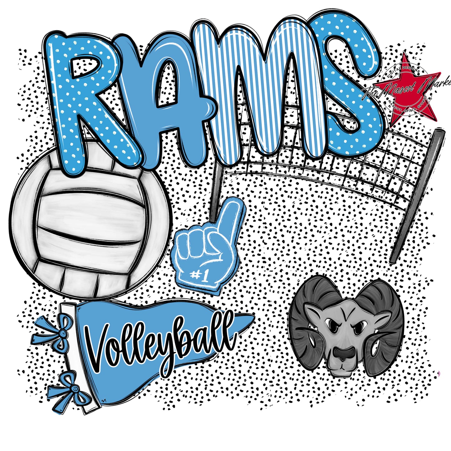 Rams Volleyball Spirit-Carolina Blue