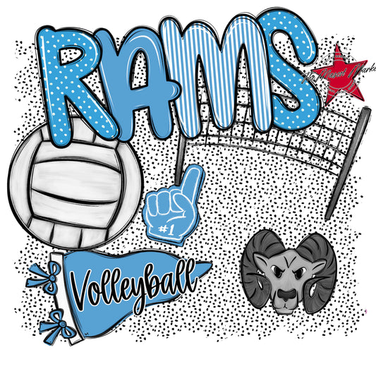 Rams Volleyball Spirit-Carolina Blue