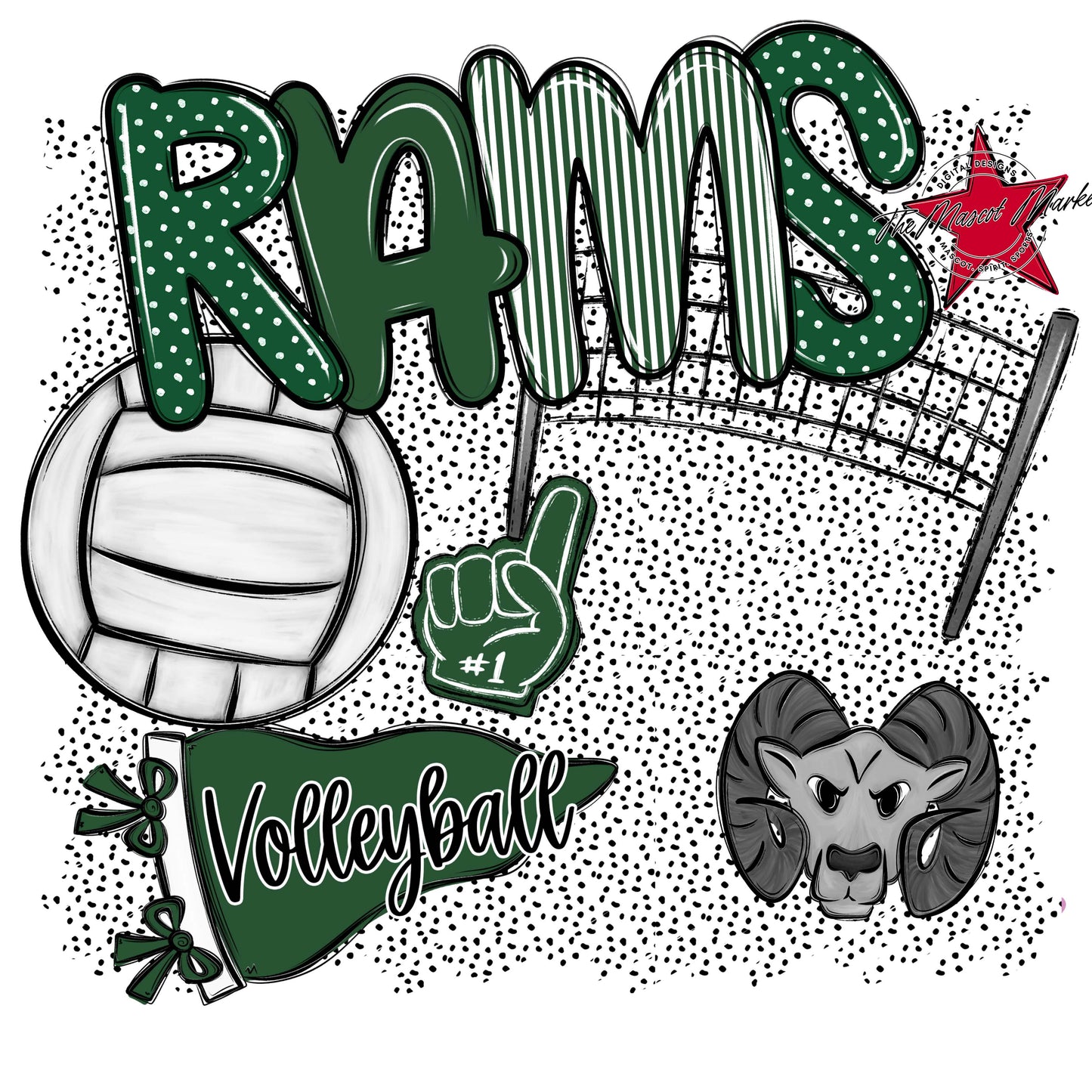 Rams Volleyball Spirit-Green
