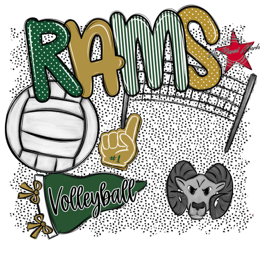 Rams Volleyball Spirit-Green & Gold