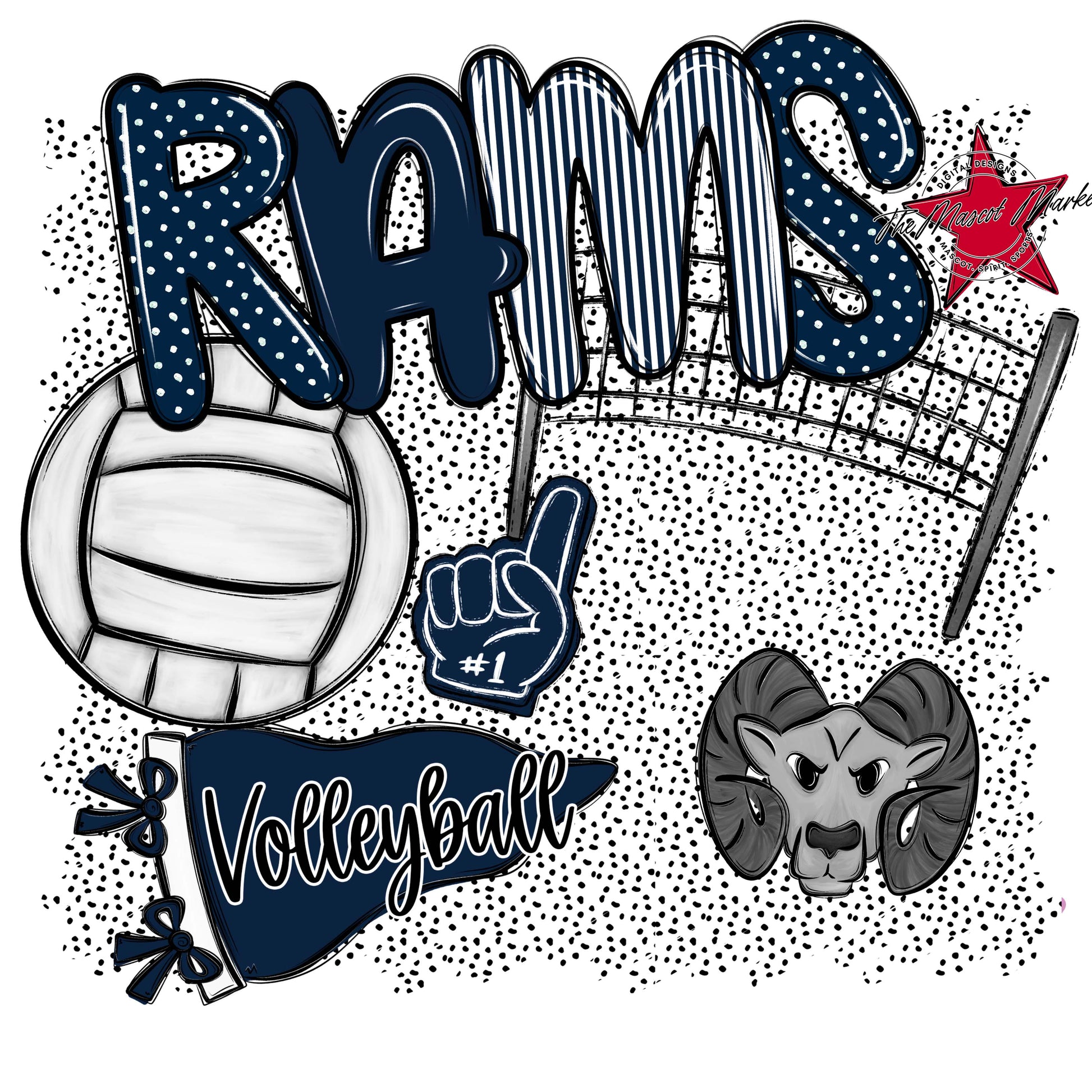 Rams Volleyball Spirit-Navy
