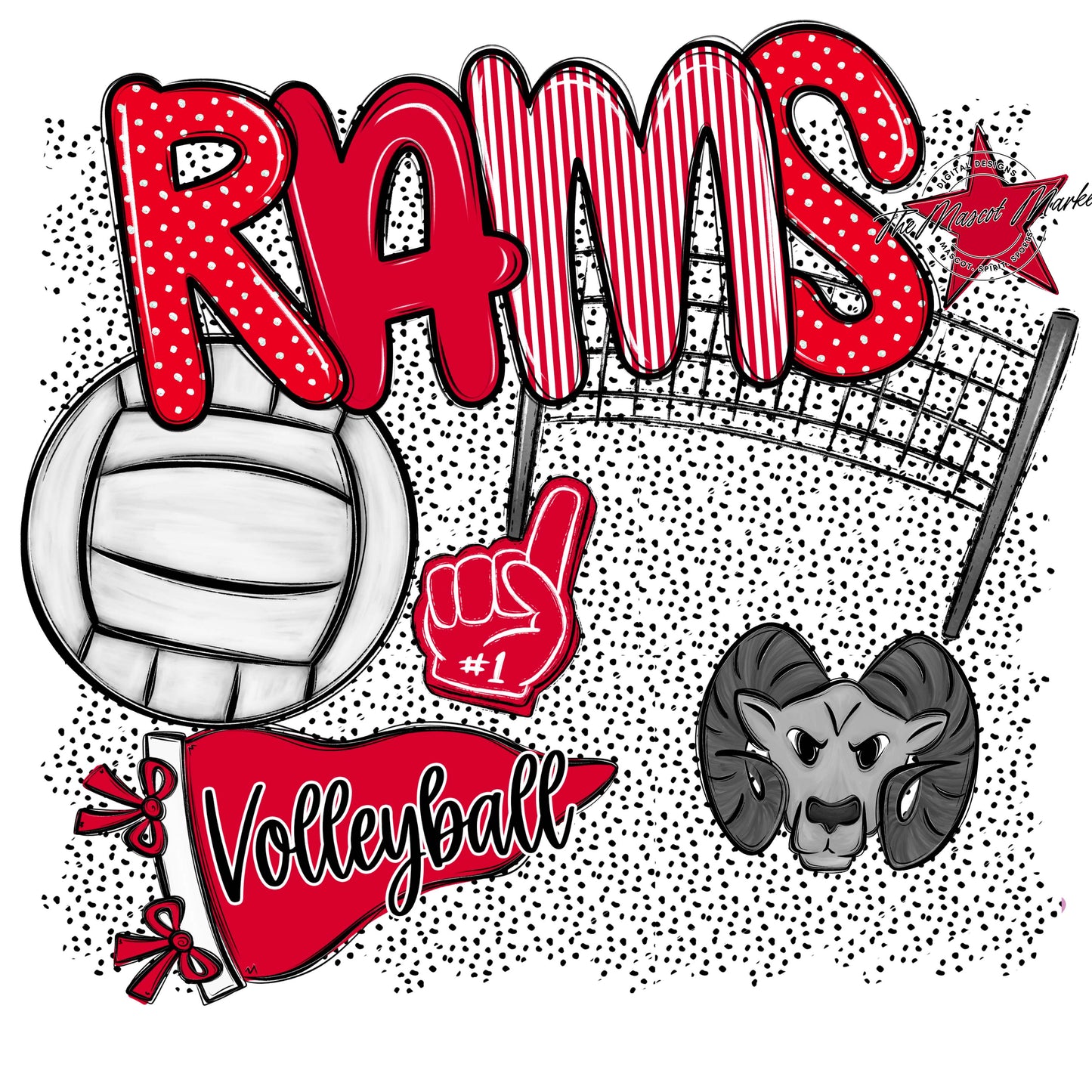 Rams Volleyball Spirit-Red