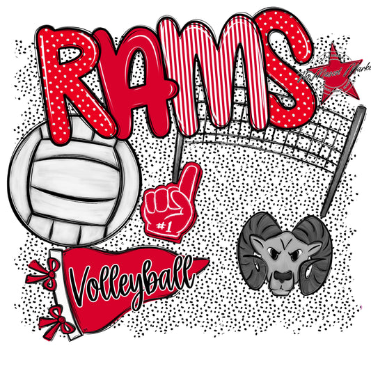Rams Volleyball Spirit-Red