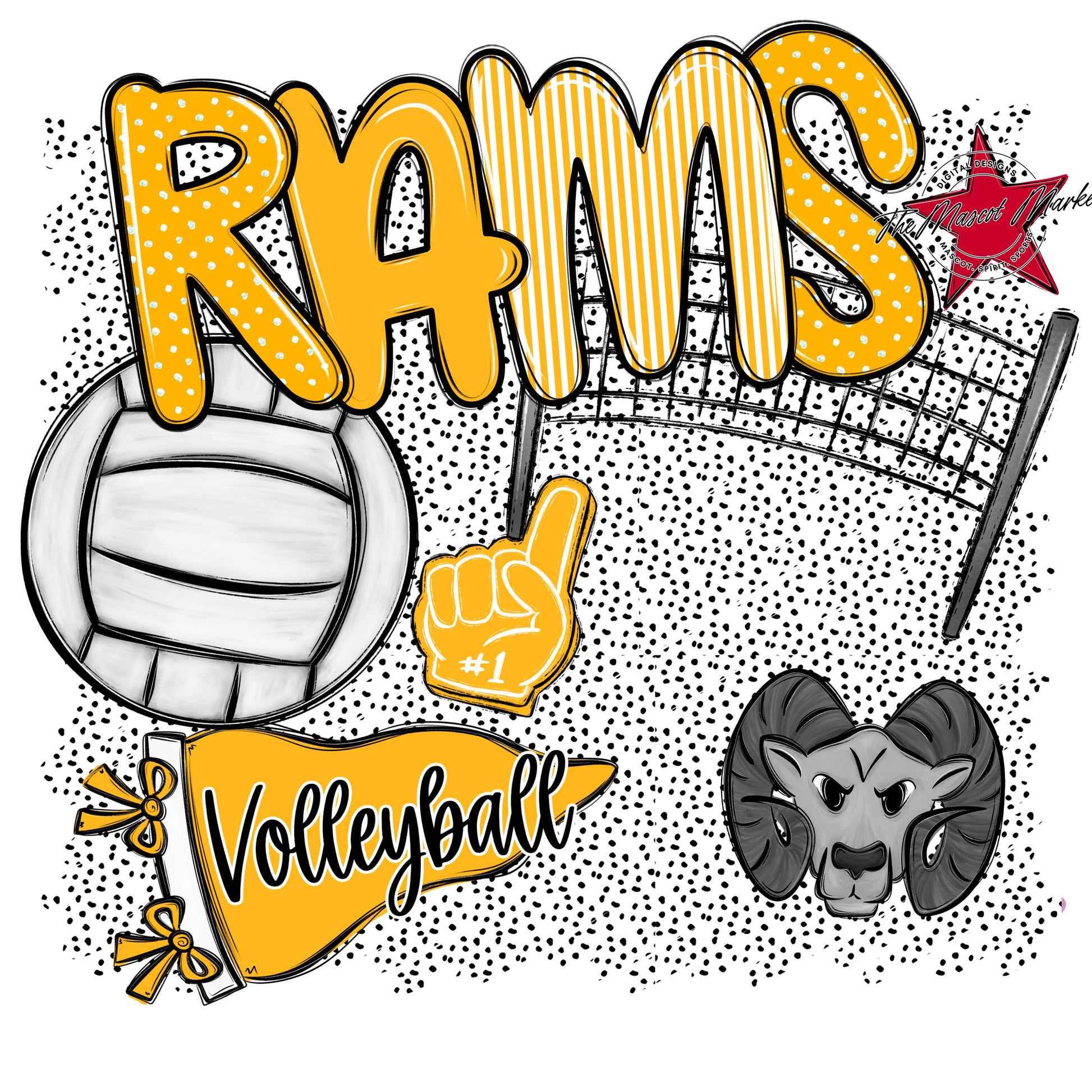 Rams Volleyball Spirit-Yellow