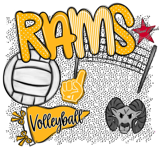 Rams Volleyball Spirit-Yellow