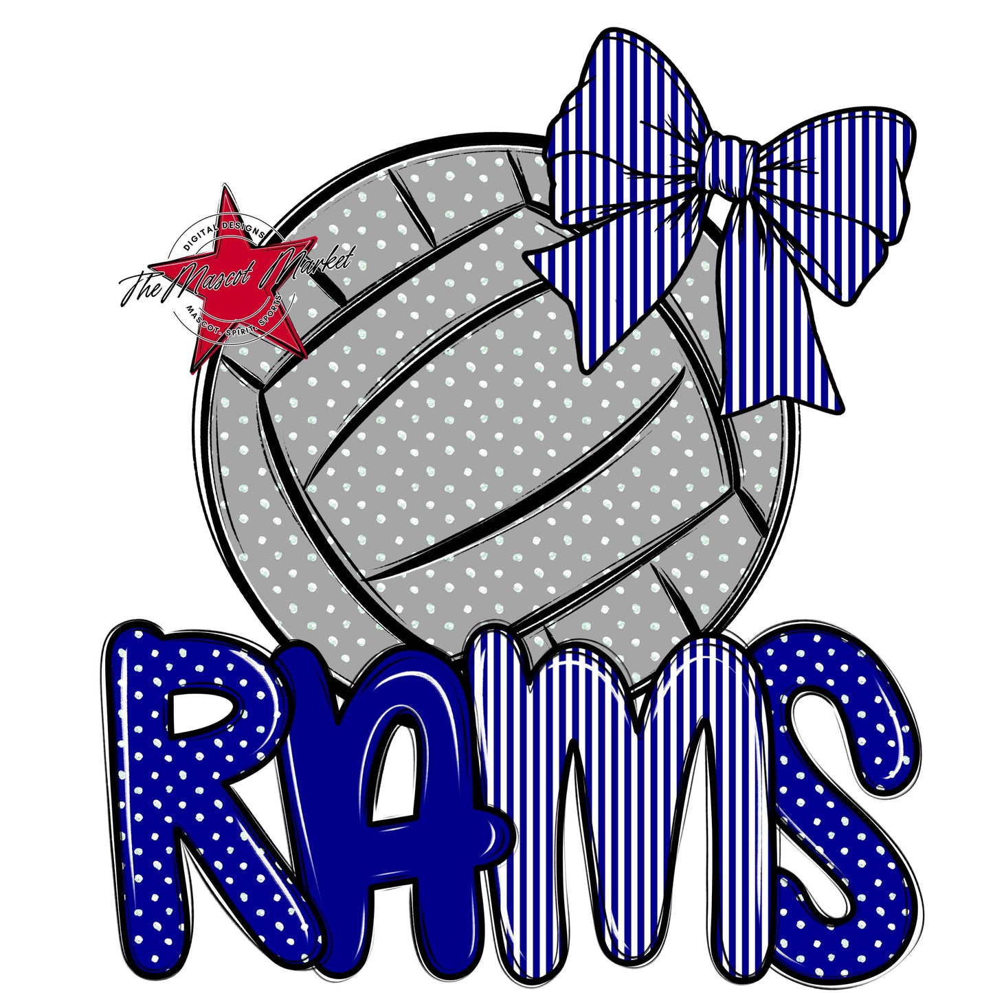 Rams Volleyball Spirit Design-Blue