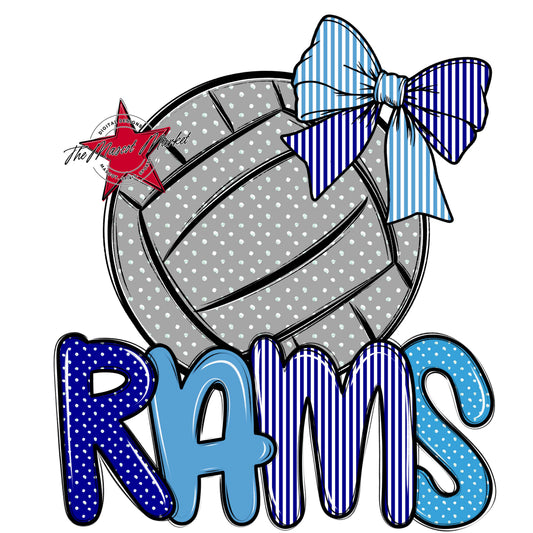 Rams Volleyball Spirit Design-Blue & Carolina Blue
