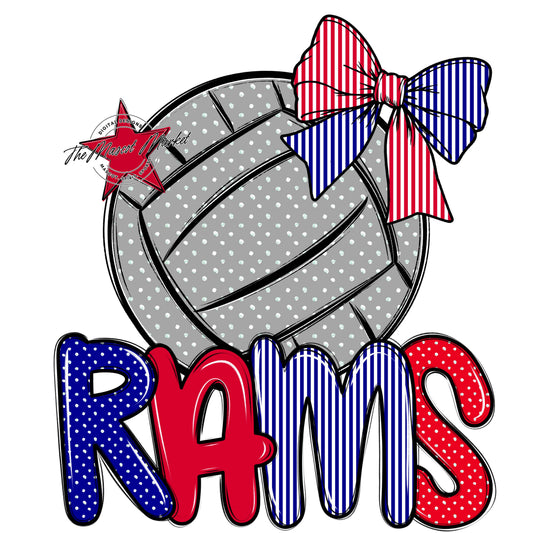 Rams Volleyball Spirit Design-Blue & Red