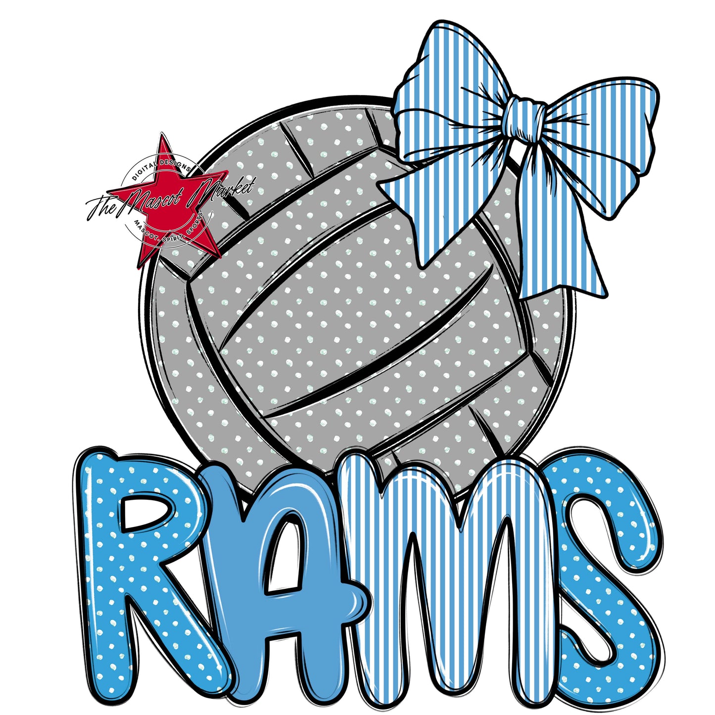 Rams Volleyball Spirit Design-Carolina Blue