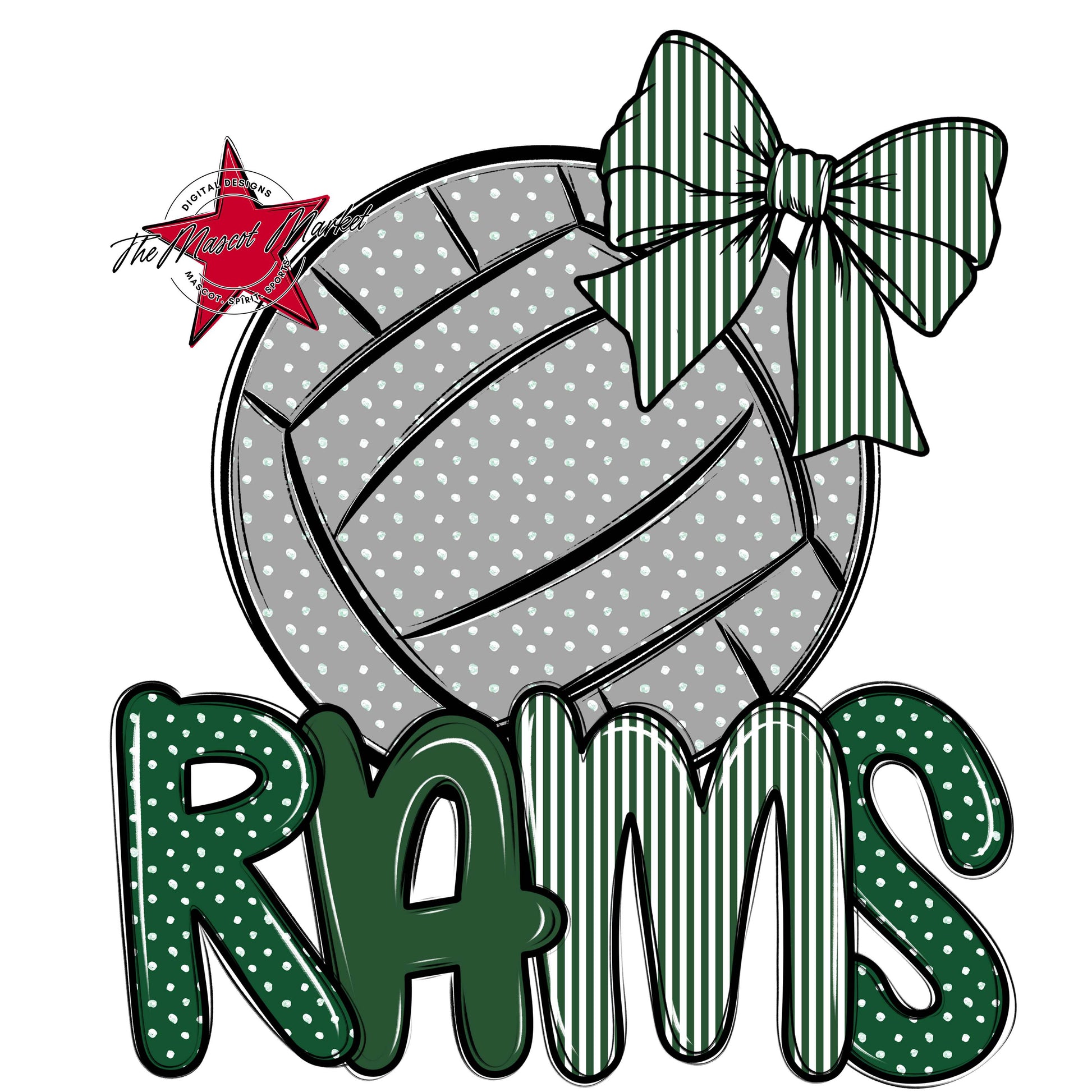 Rams Volleyball Spirit Design-Green