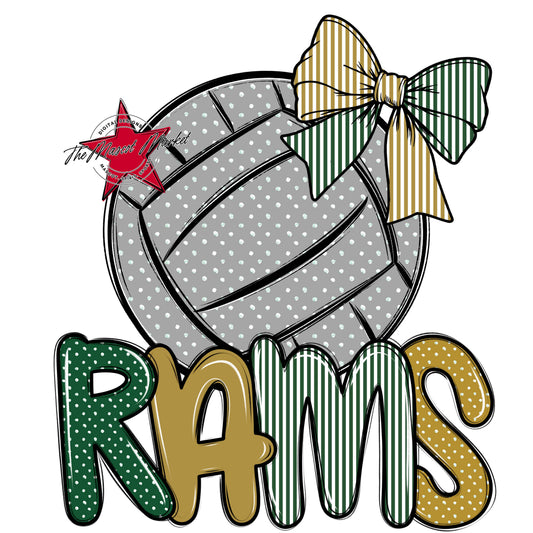 Rams Volleyball Spirit Design-Green & Gold