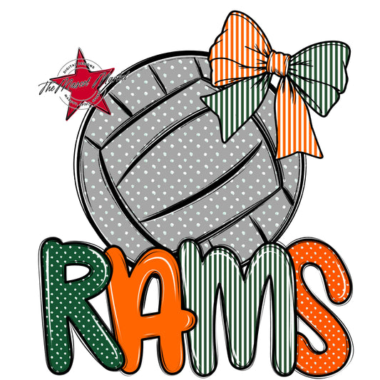 Rams Volleyball Spirit Design-Green & Orange