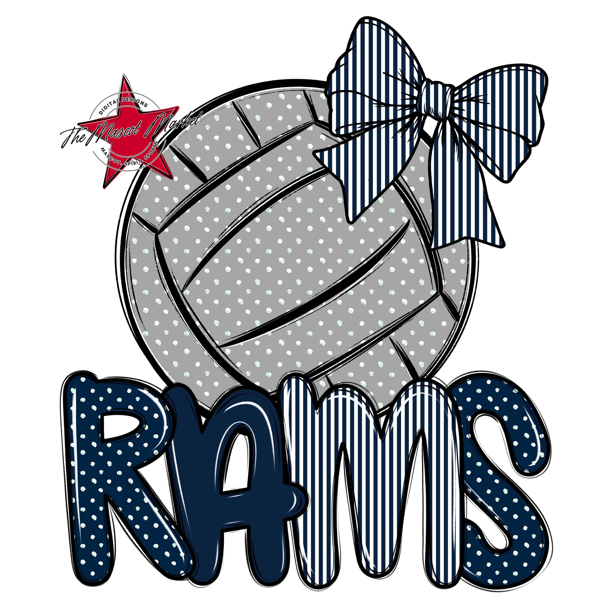 Rams Volleyball Spirit Design-Navy