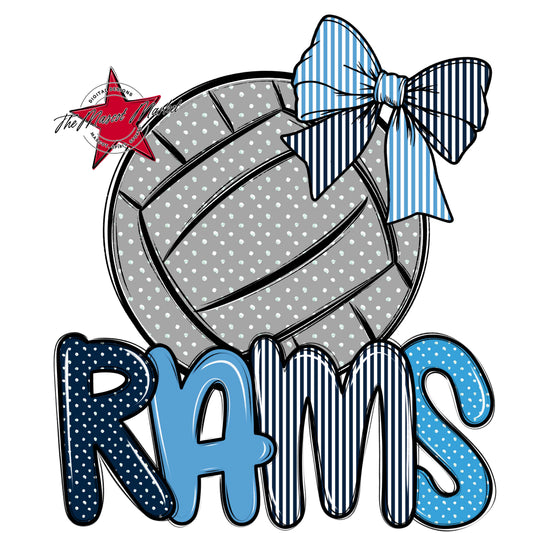 Rams Volleyball Spirit Design-Navy & Carolina Blue