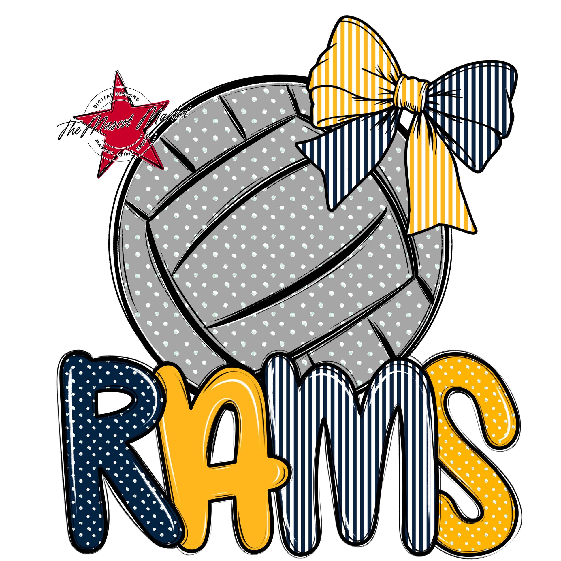 Rams Volleyball Spirit Design-Navy & Yellow