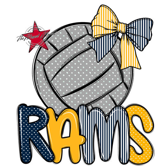 Rams Volleyball Spirit Design-Navy & Yellow
