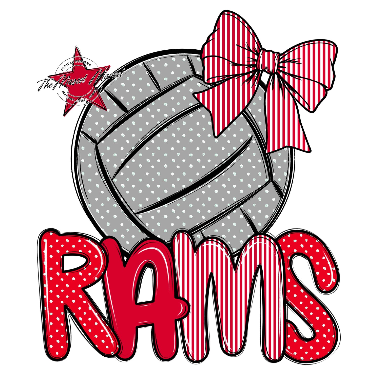 Rams Volleyball Spirit Design-Red