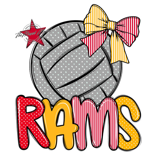 Rams Volleyball Spirit Design-Red & Yellow