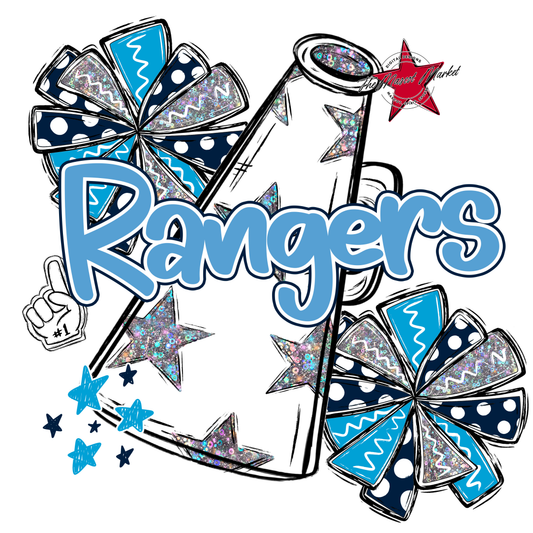 Rangers Alpha Megaphone Design-Navy-Carolina Blue