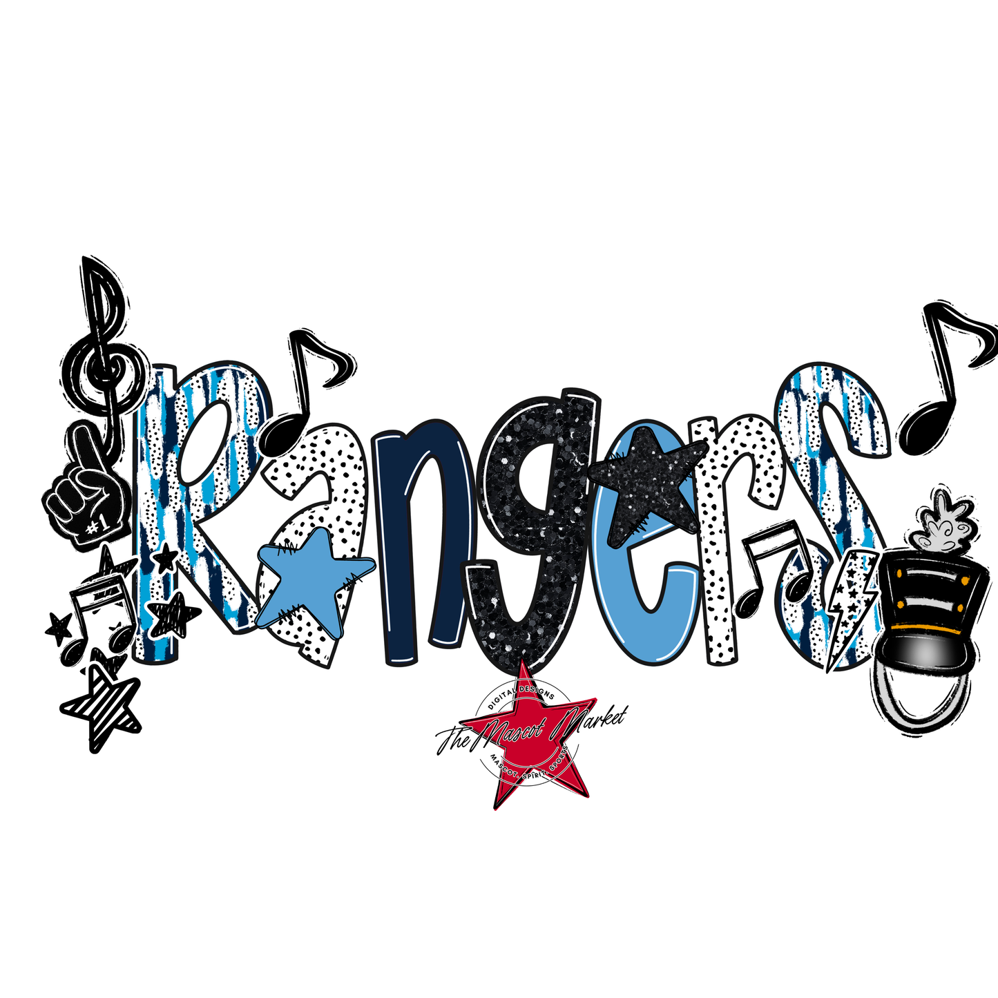 Rangers Band Scrape-Navy-Carolina Blue