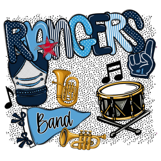 Rangers Band Spirit-Navy & Carolina Blue