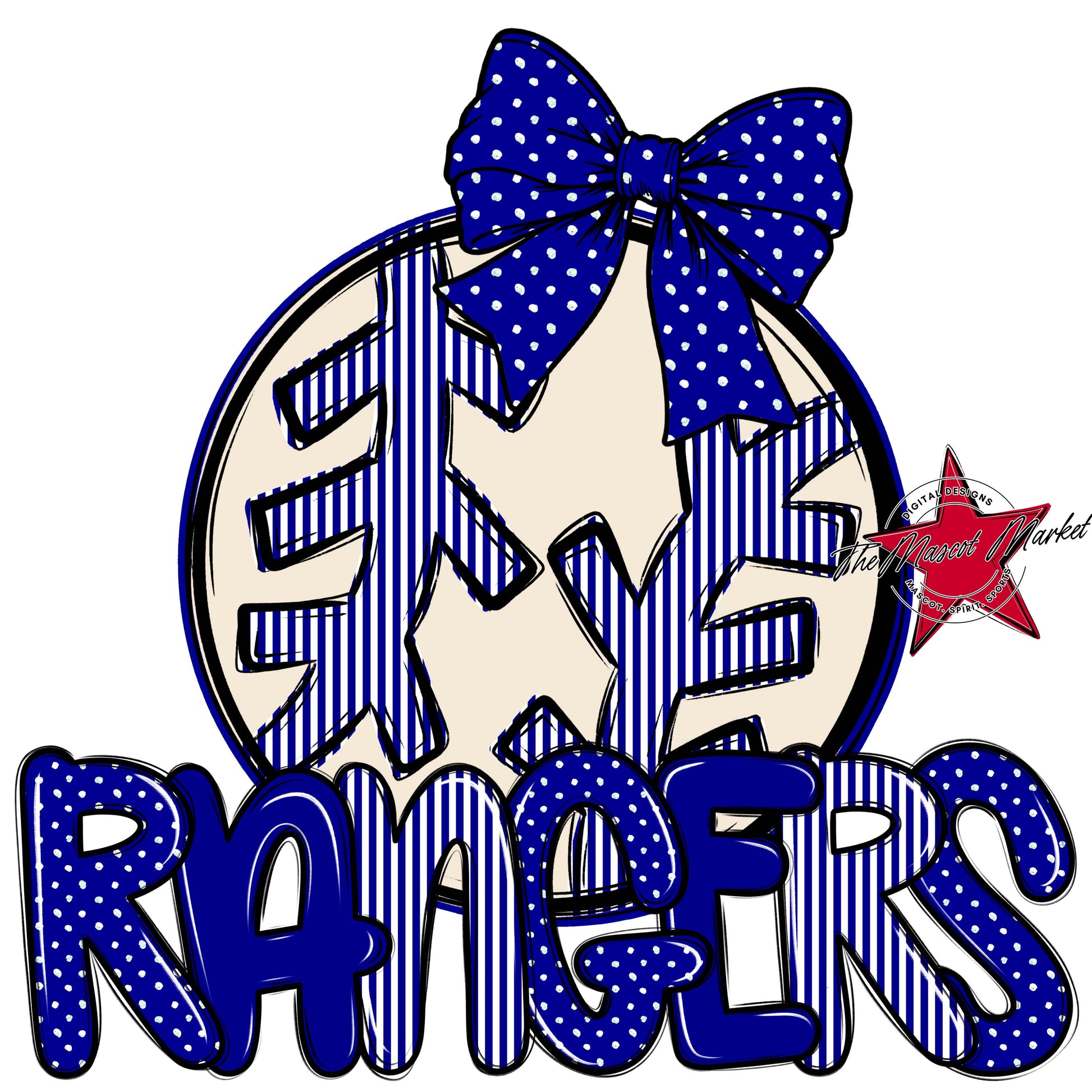 Rangers Baseball-Softball Spirit Design-Blue