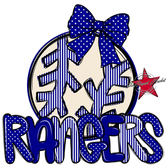 Rangers Baseball-Softball Spirit Design-Blue