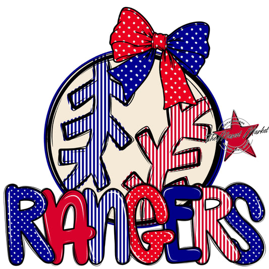 Rangers Baseball-Softball Spirit Design-Blue & Red