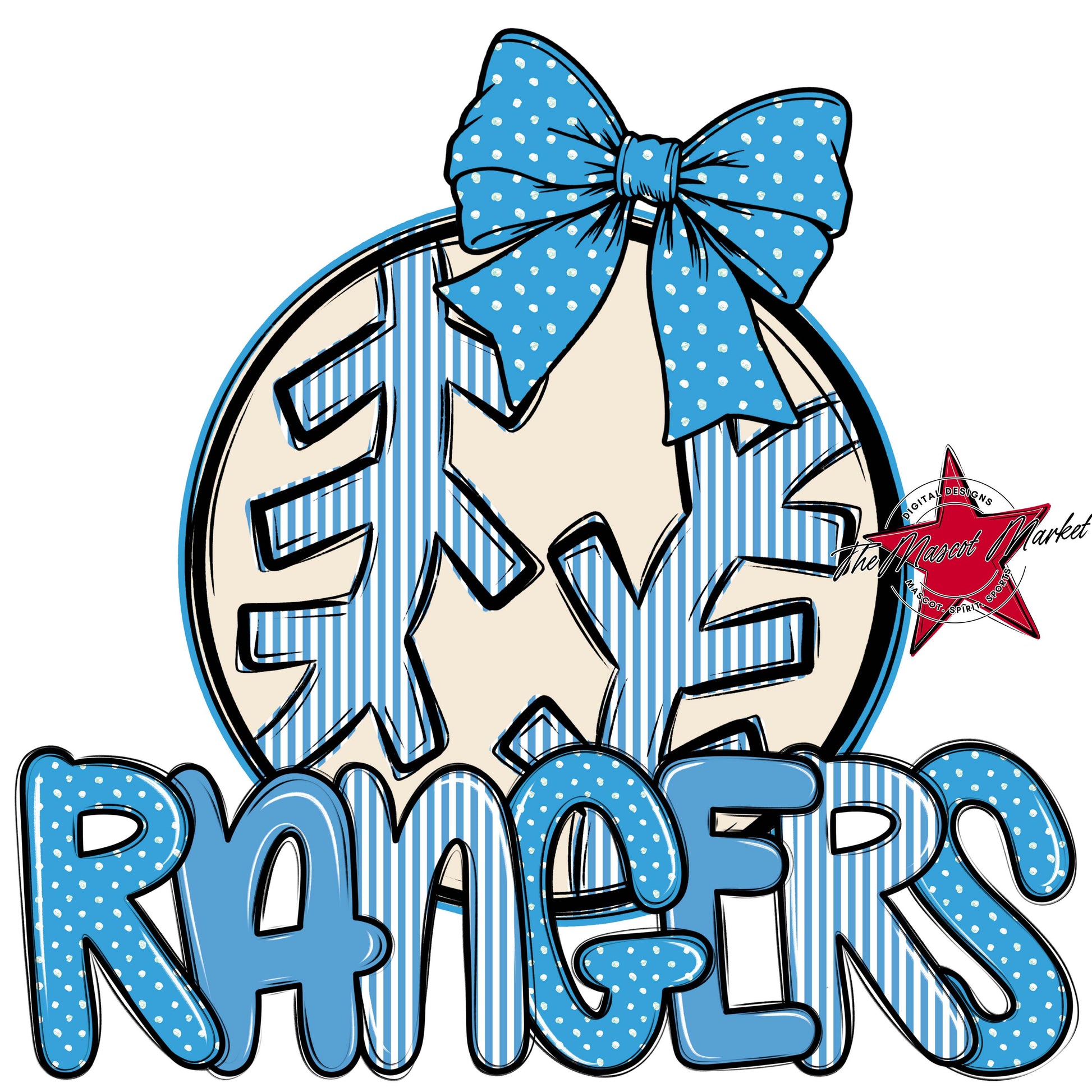 Rangers Baseball-Softball Spirit Design-Carolina Blue