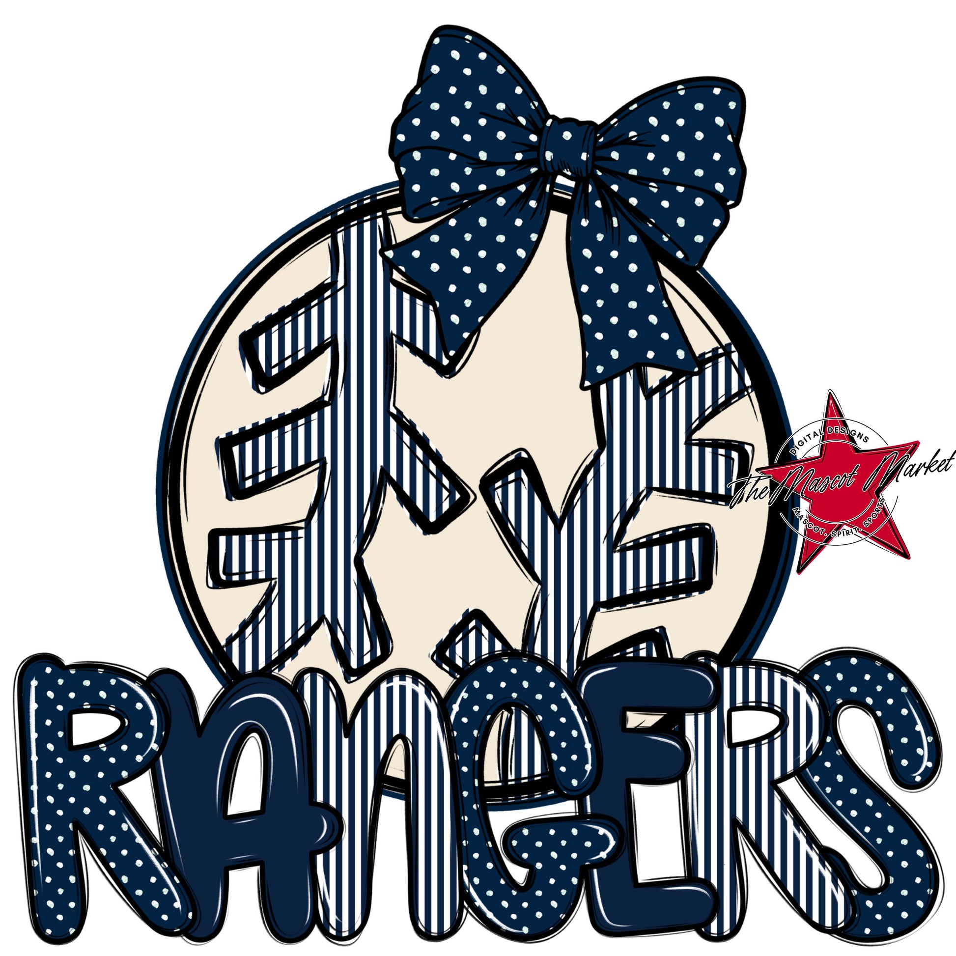 Rangers Baseball-Softball Spirit Design-Navy