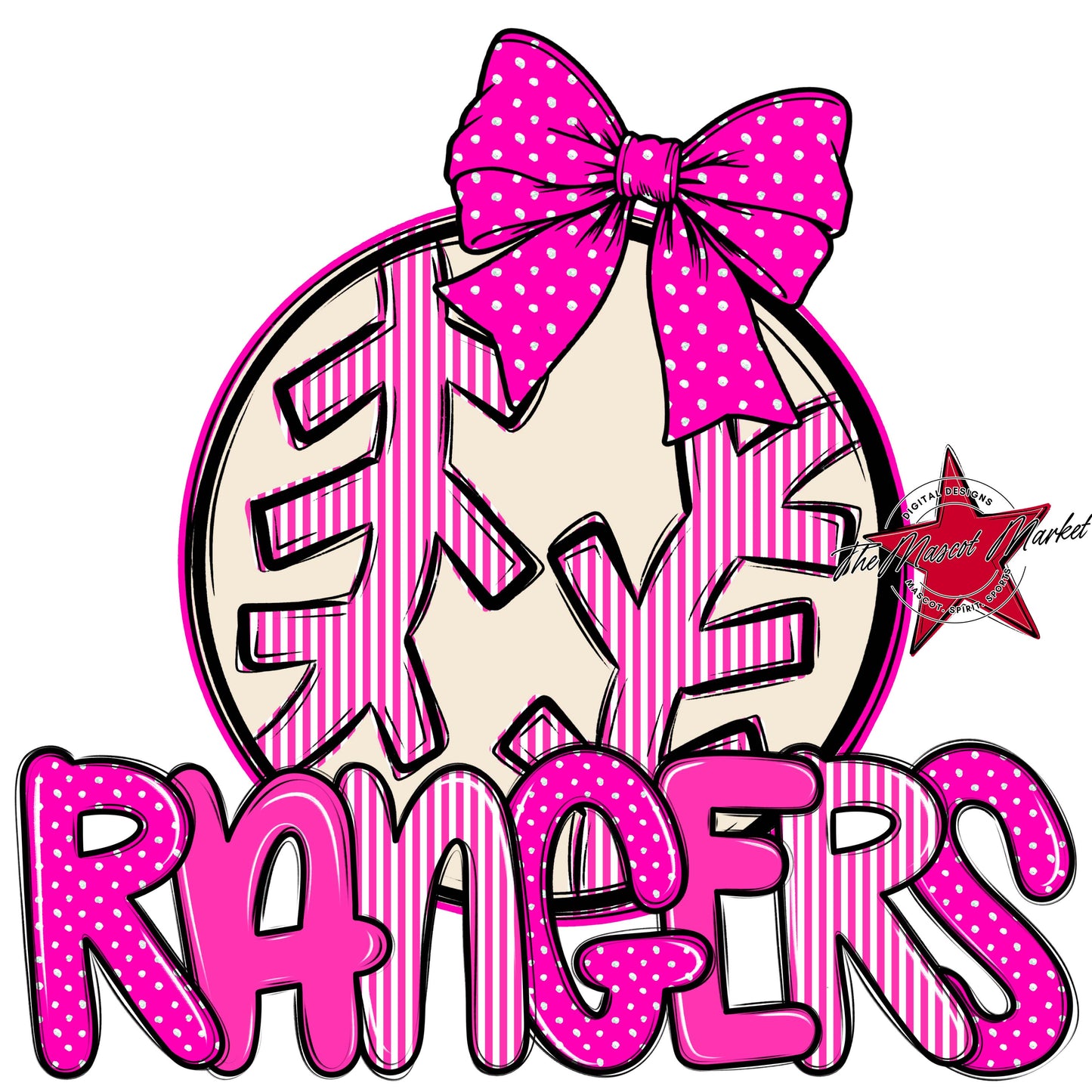 Rangers Baseball-Softball Spirit Design-Pink