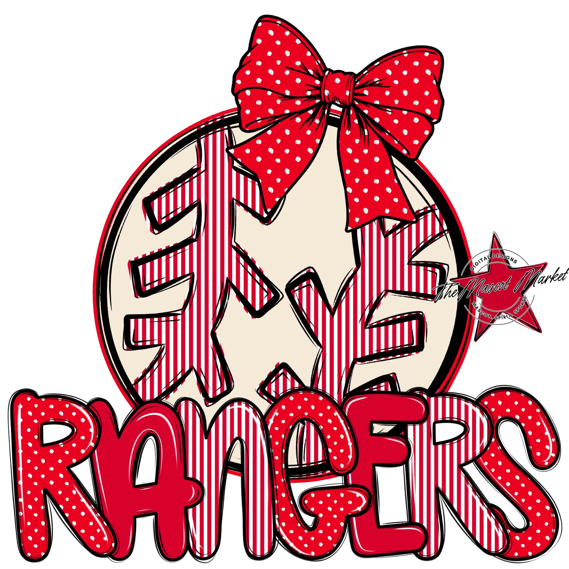 Rangers Baseball-Softball Spirit Design-Red