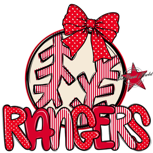 Rangers Baseball-Softball Spirit Design-Red