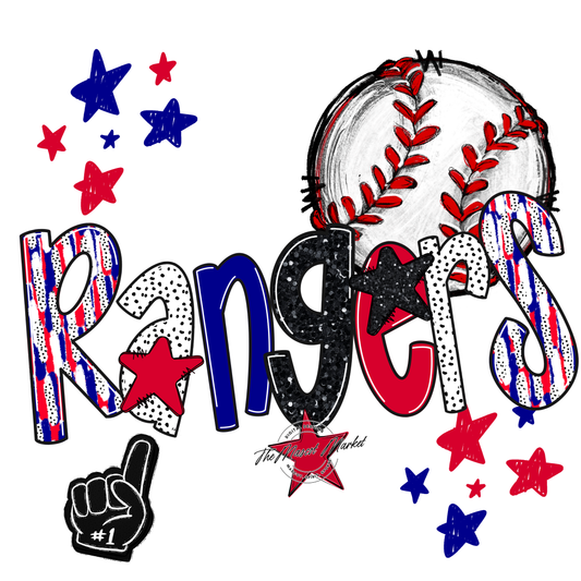 Rangers Baseball Scrape-Blue-Red