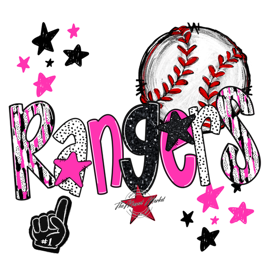 Rangers Baseball Scrape-Pink