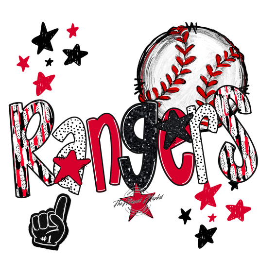Rangers Baseball Scrape-Red