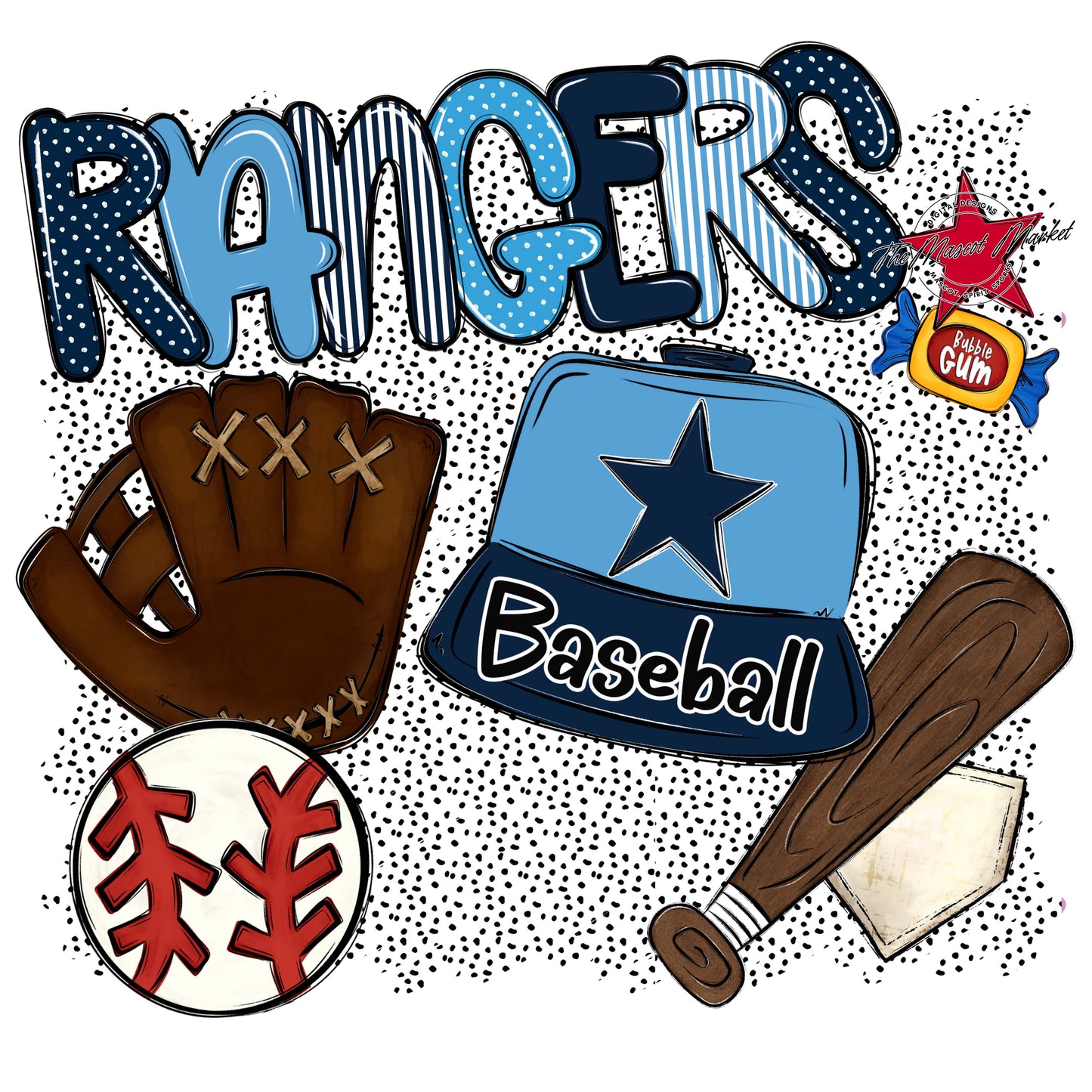 Rangers Baseball Spirit-Navy & Carolina Blue