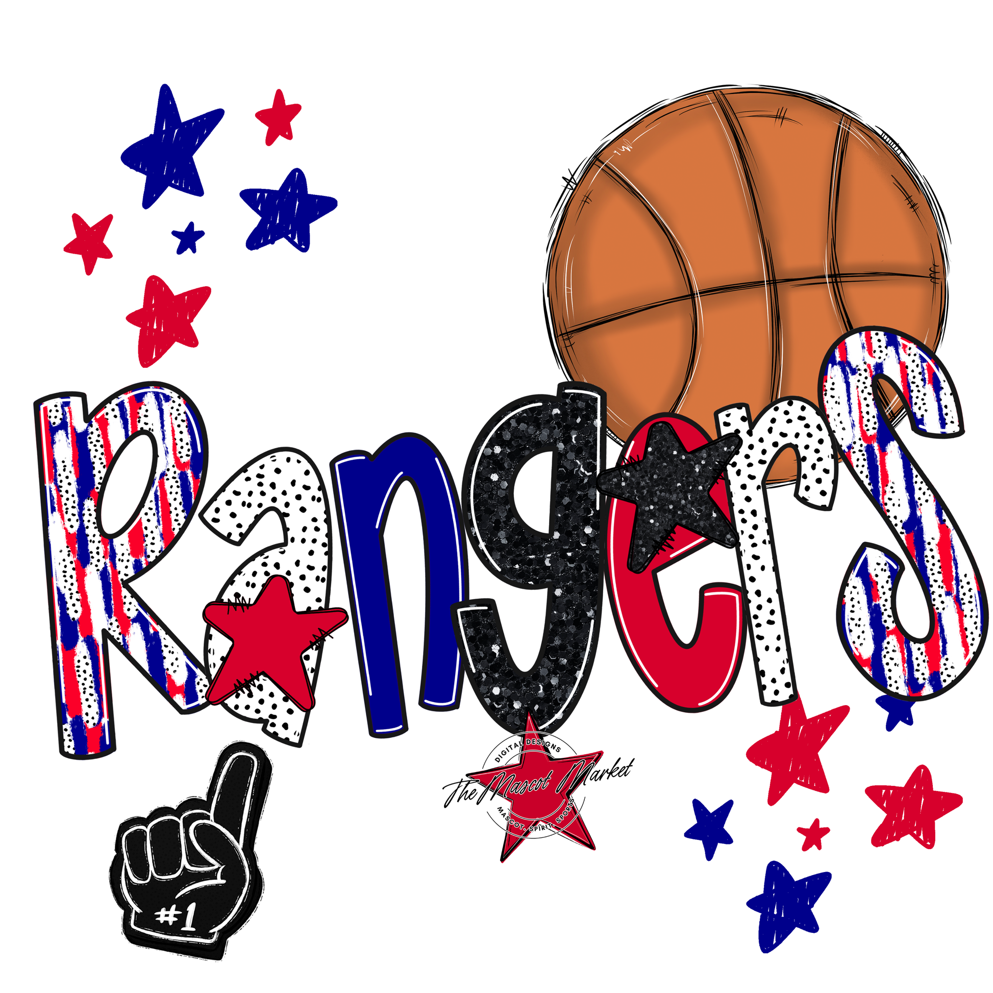 Rangers Basketball Scrape-Blue-Red