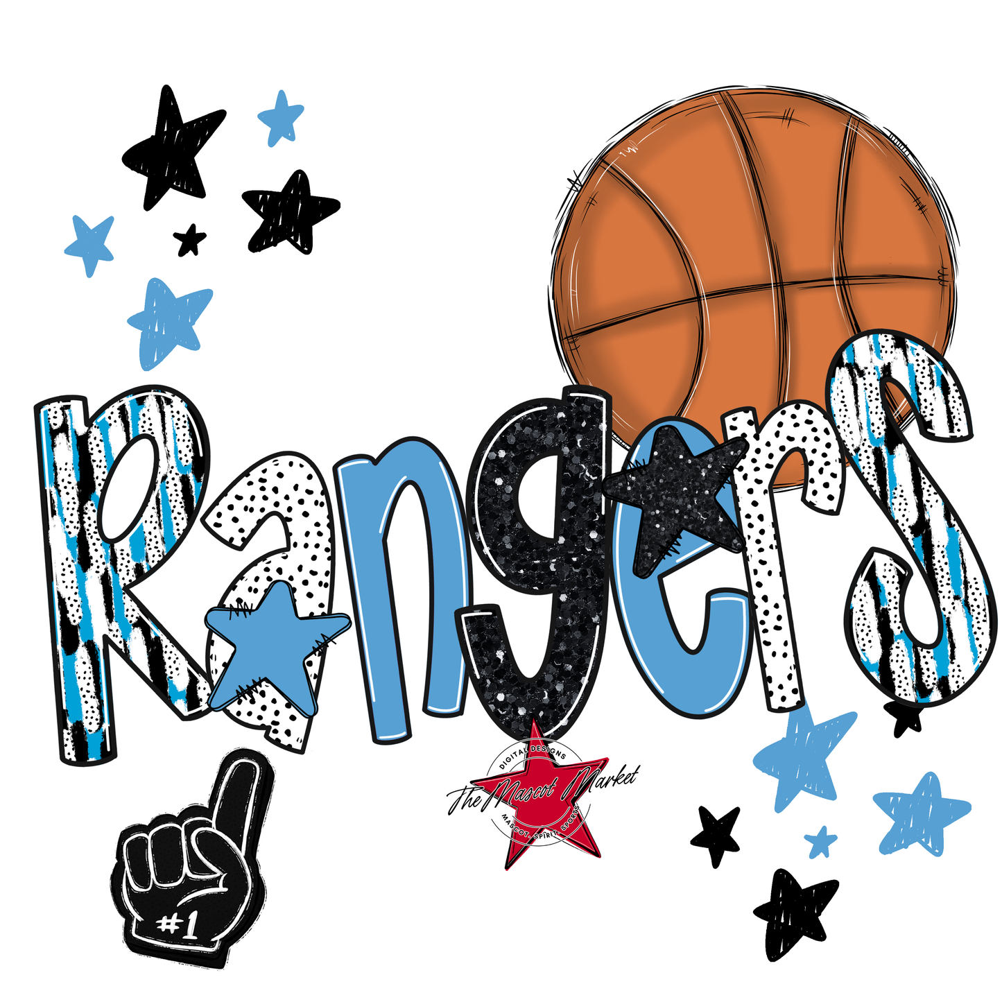 Rangers Basketball Scrape-Carolina Blue