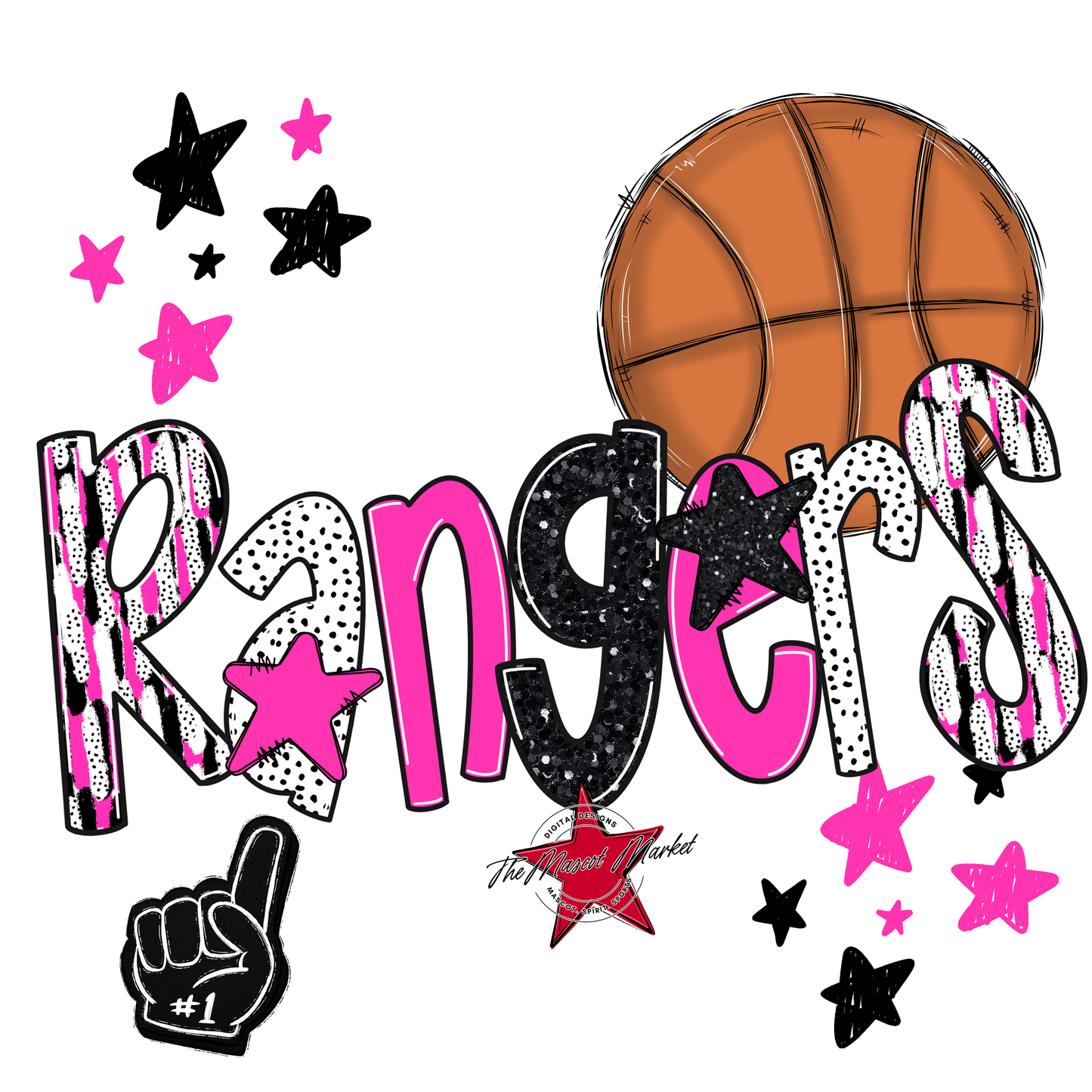 Rangers Basketball Scrape-Pink