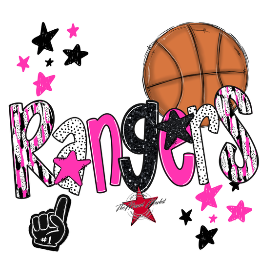 Rangers Basketball Scrape-Pink