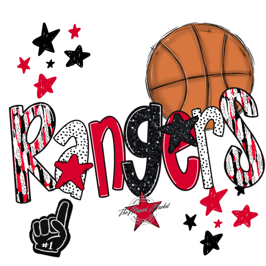 Rangers Basketball Scrape-Red