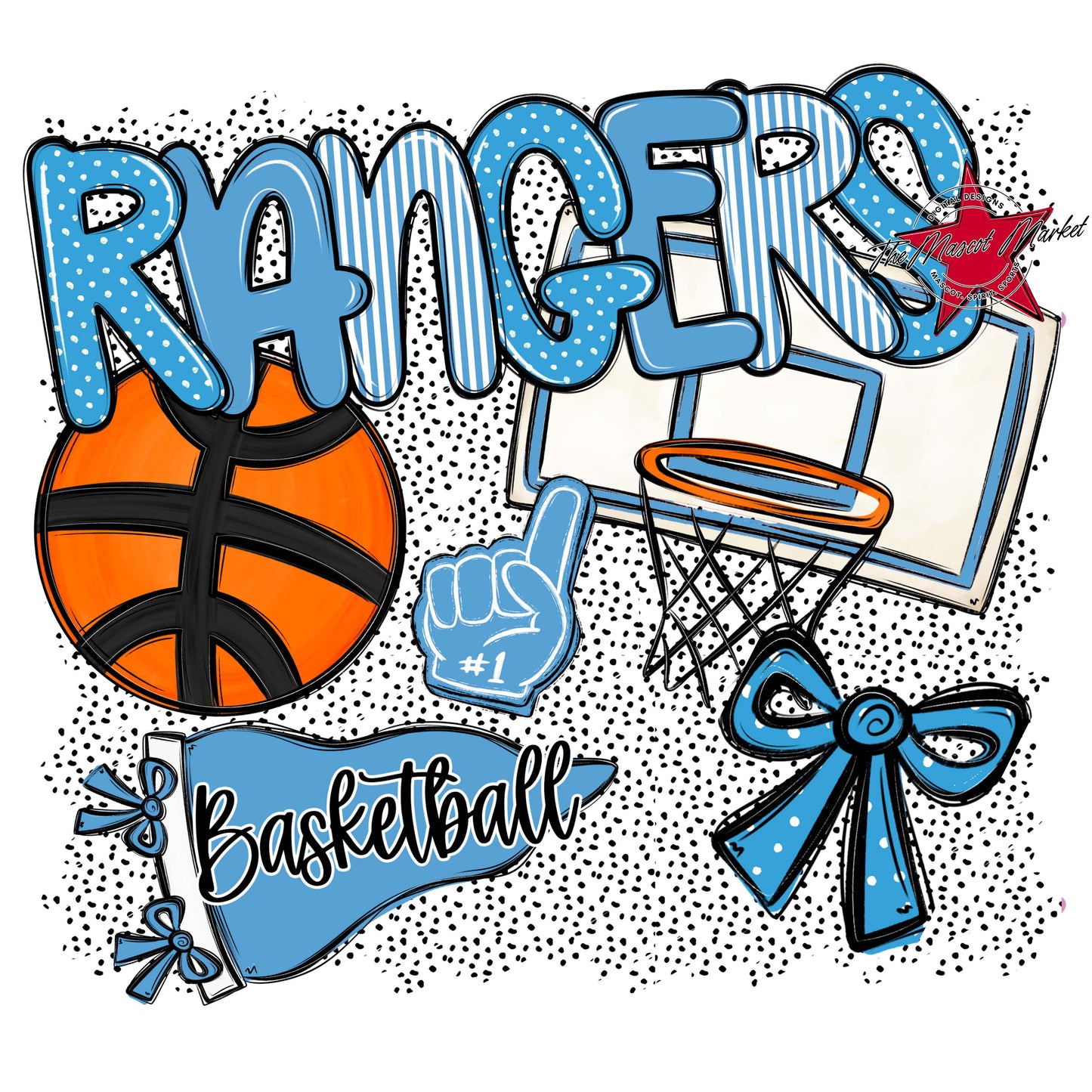 Rangers Basketball Spirit-Carolina Blue