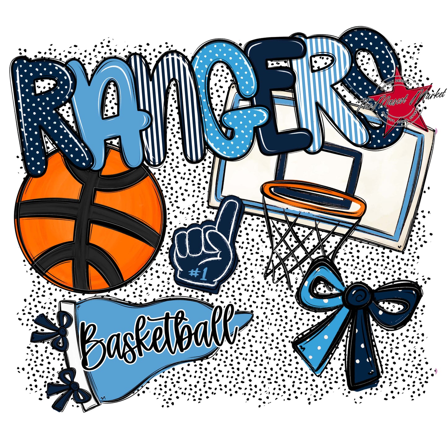 Rangers Basketball Spirit-Navy & Carolina Blue
