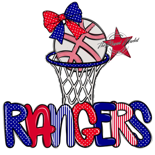Rangers Basketball Spirit Design-Blue & Red