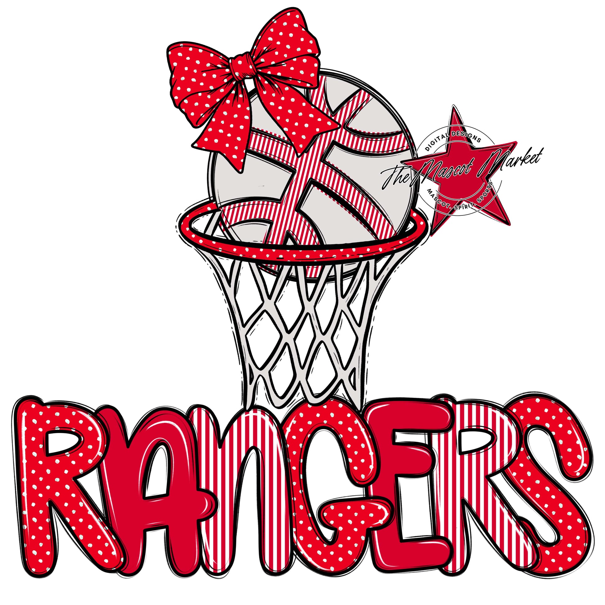 Rangers Basketball Spirit Design-Red